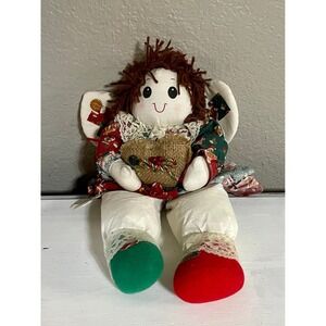 Sterling 16" Fabric Christmas Angel Cloth Shelf Sitter Figure Holding Heart